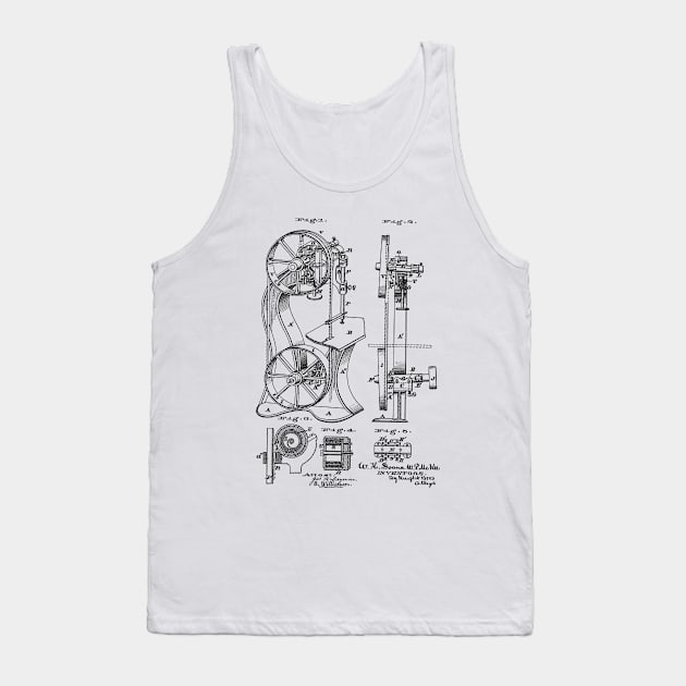 Band-Saw Machine Vintage Patent Hand Drawing Tank Top by TheYoungDesigns